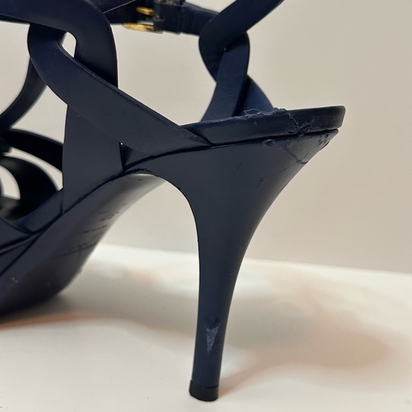 YSL Blue Leather Tribute Platform Sandals Size 37 - Picture 9 of 9